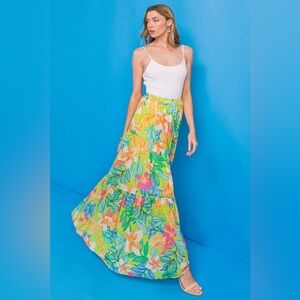 Flying Tomato Lime Green Floral Maxi Skirt